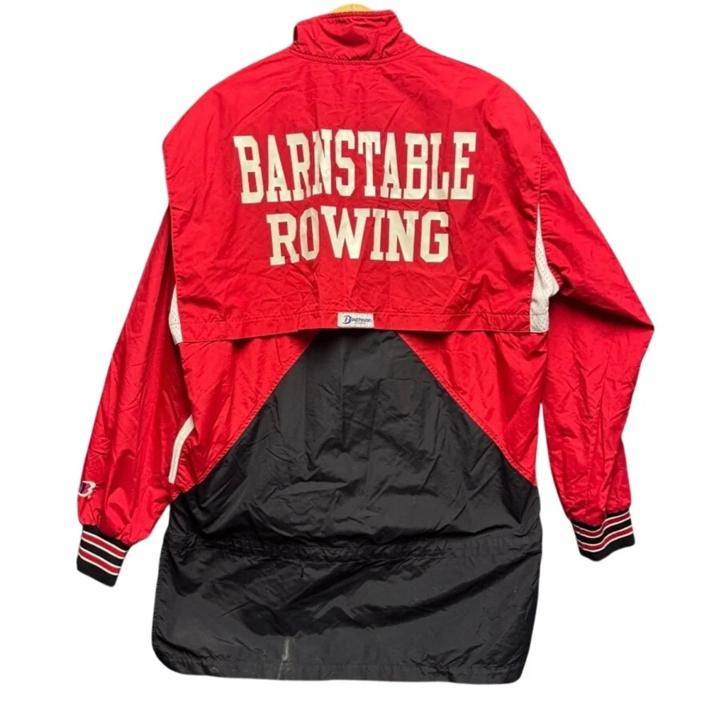 Boathouse Sports Mens Large Red Rowing Jacket Quarter Zip Pullover Made in USA